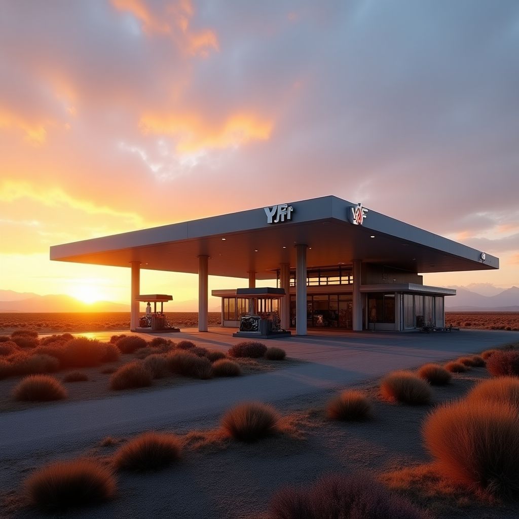 Estación de servicio YPF en la Patagonia